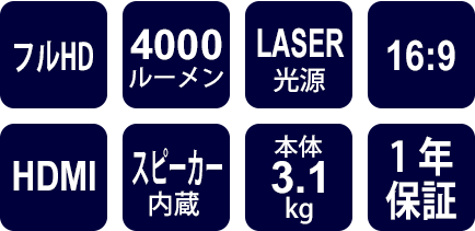 Optoma AZH460｜4000ルーメン｜フルHD レーザーDLPプロジェクター